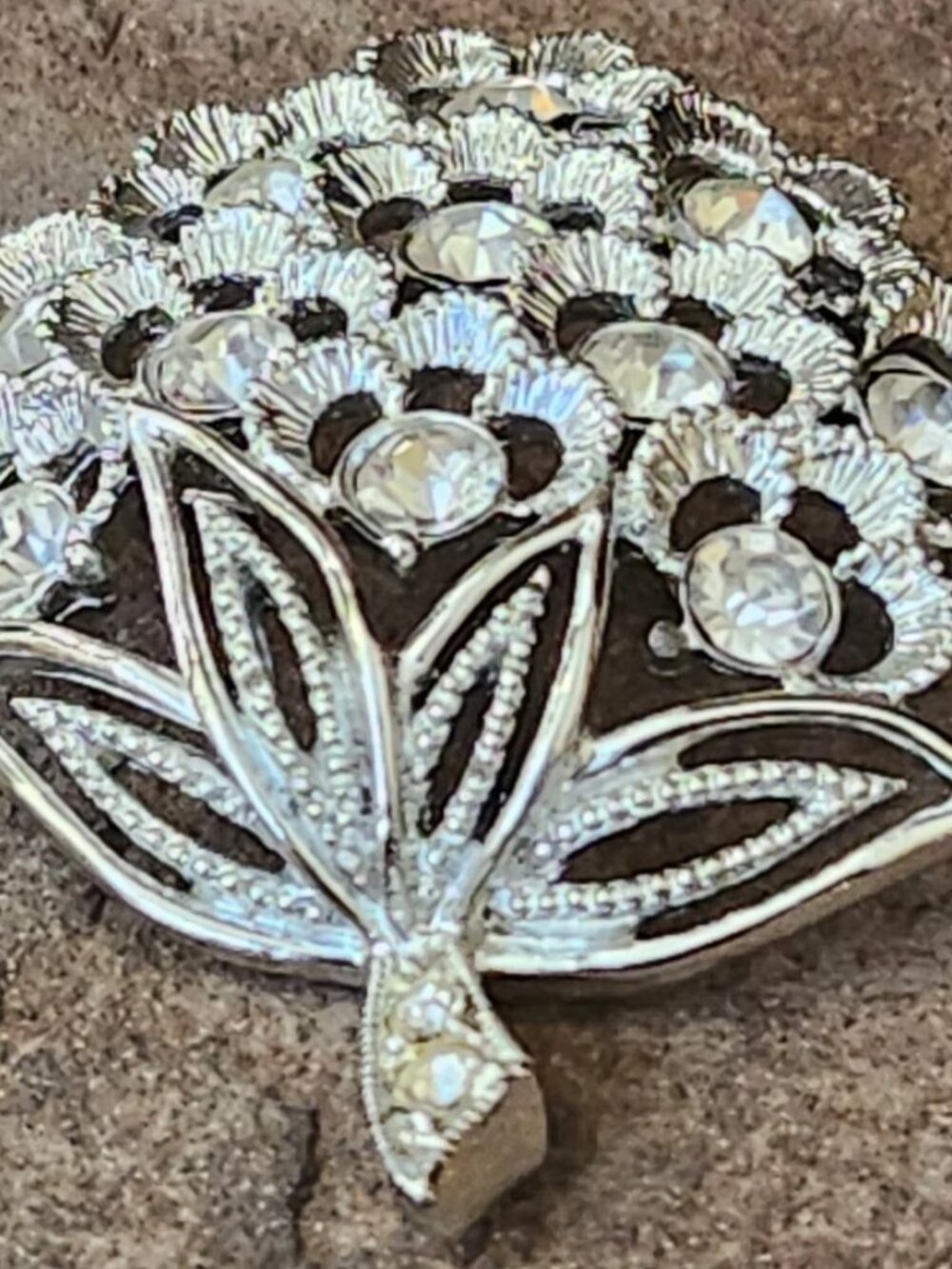 Vtg 70's Sarah Coventry Sparkle Lites Rhinestone Bouquet Brooch Pin Silver Tone - Picture 4 of 12